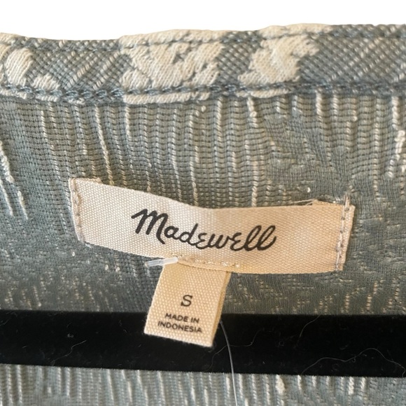 Madewell Crop Top Tank Green Palm Tree Square Neck Jacquard - Picture 5 of 7